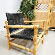 Ensemble de 3 fauteuils de safari suédois de conception de midcentury et ottoman