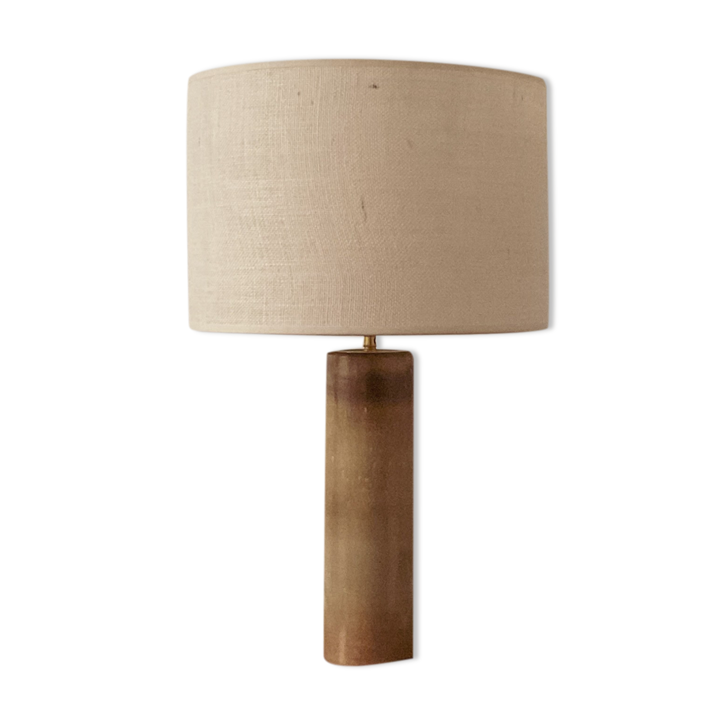 Lampe grès et jute tissée