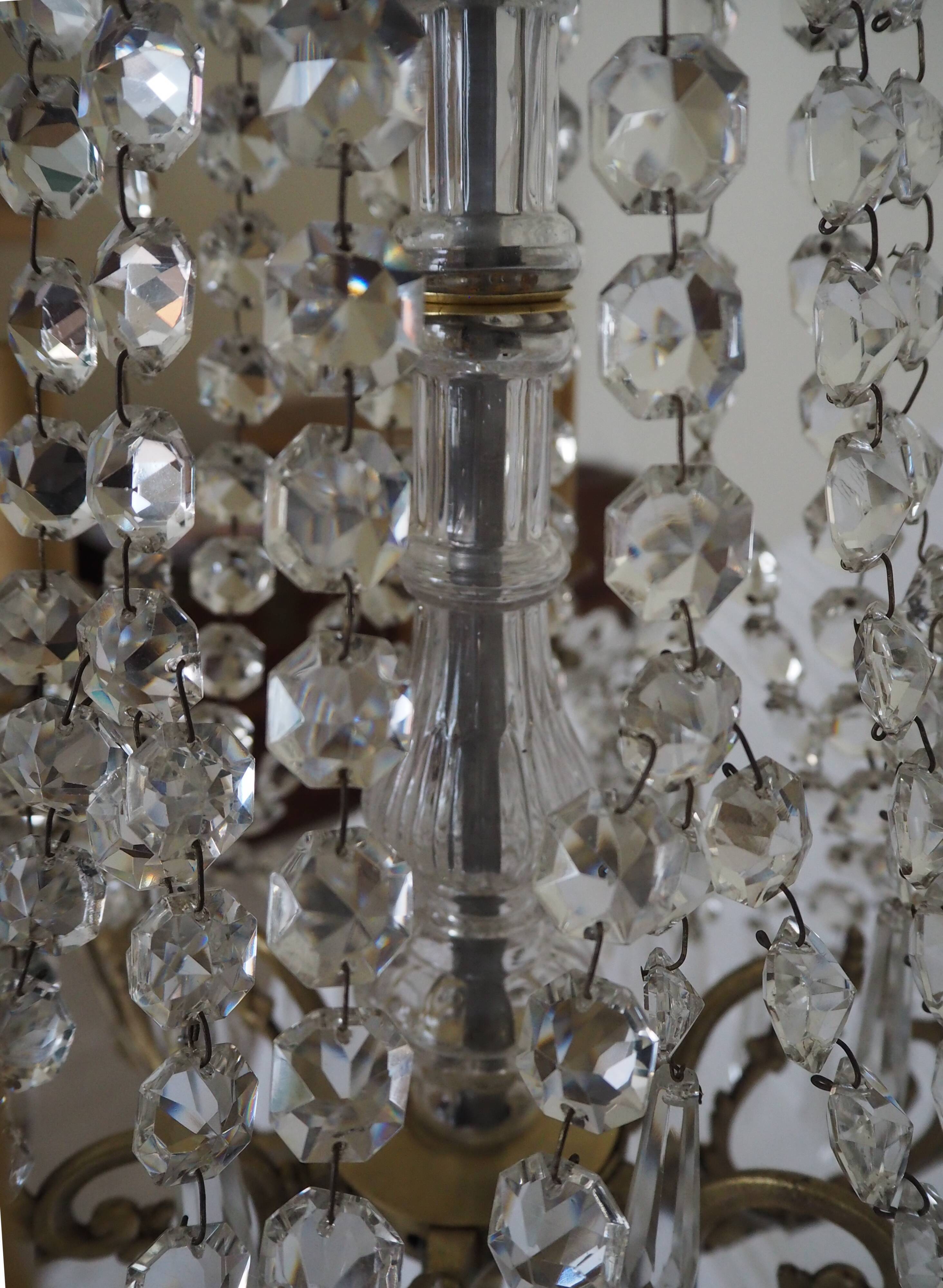 Napoleon III chandelier with crystal pendants, signed Portieux 19th century