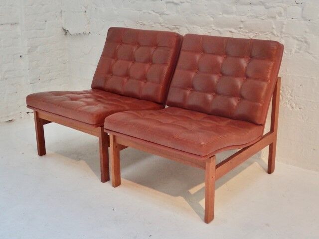 Pair of vintage armchairs by Ole Gjerlovs Knudsen and Torben Lind for France and SØn 1960