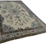 Handmade distressed oriental 1980s 203 cm x 324 cm grey rug