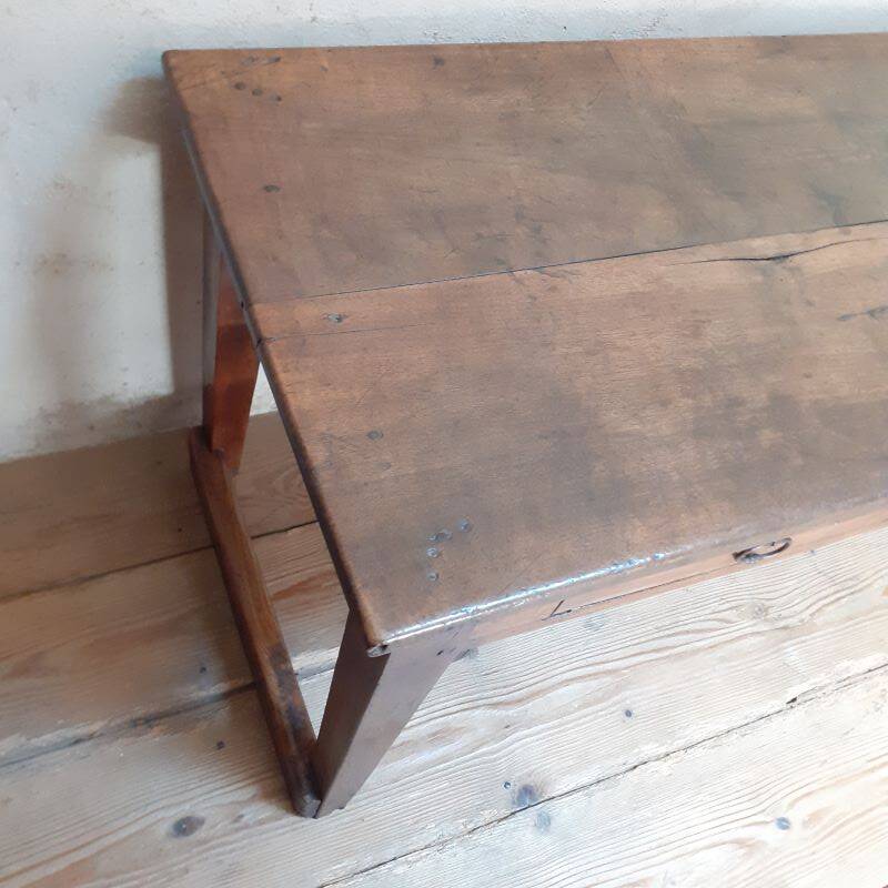 Monastery table, community table, 19th-century solid walnut console.