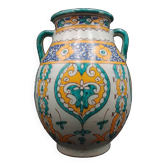 Vase pot with two handles in Moroccan ceramic signed Fes Moroccan
