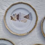 Lot de 9 assiettes plates saint Amand decor poissons