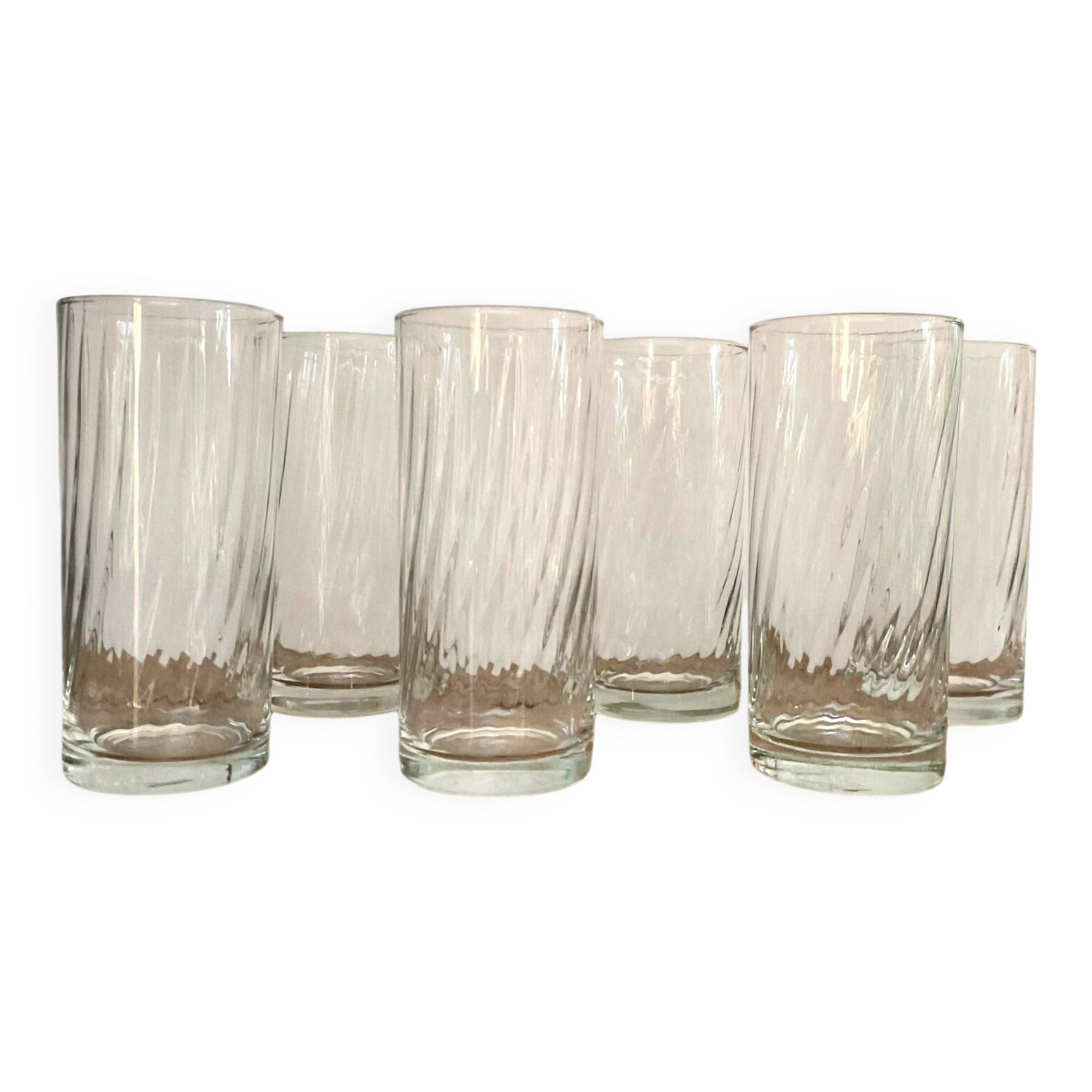 6 vintage twisted glasses