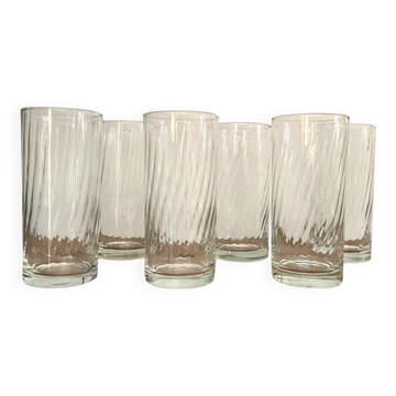 6 vintage twisted glasses