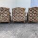 Antique Louis XV style shepherdess armchair in floral flocked fabric