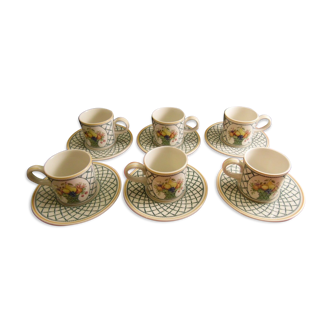 Service de 6 tasses à café en porcelaine Villeroy et Boch modèle Basket lot 1