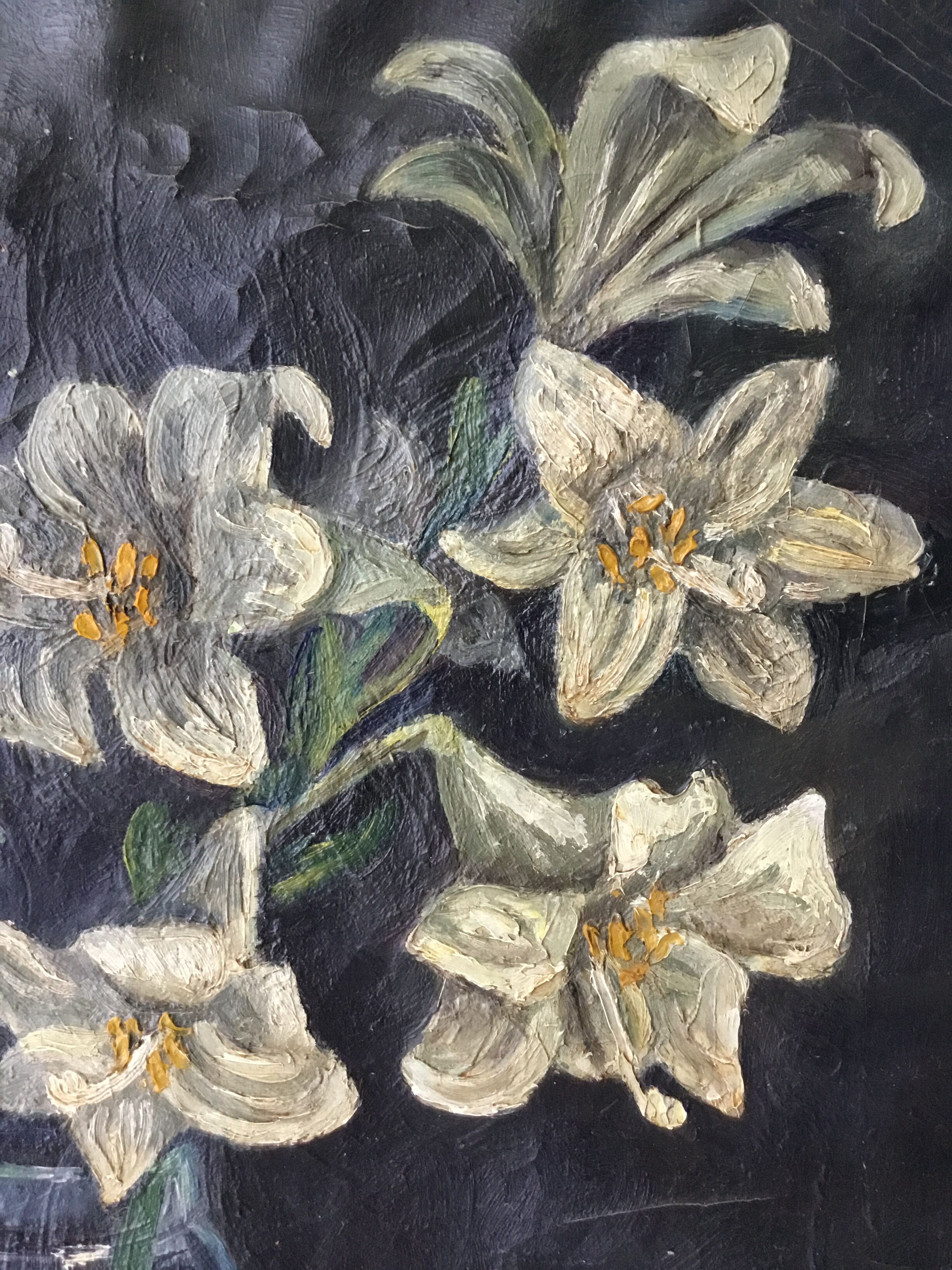 Ancient oil bouquet of flowers