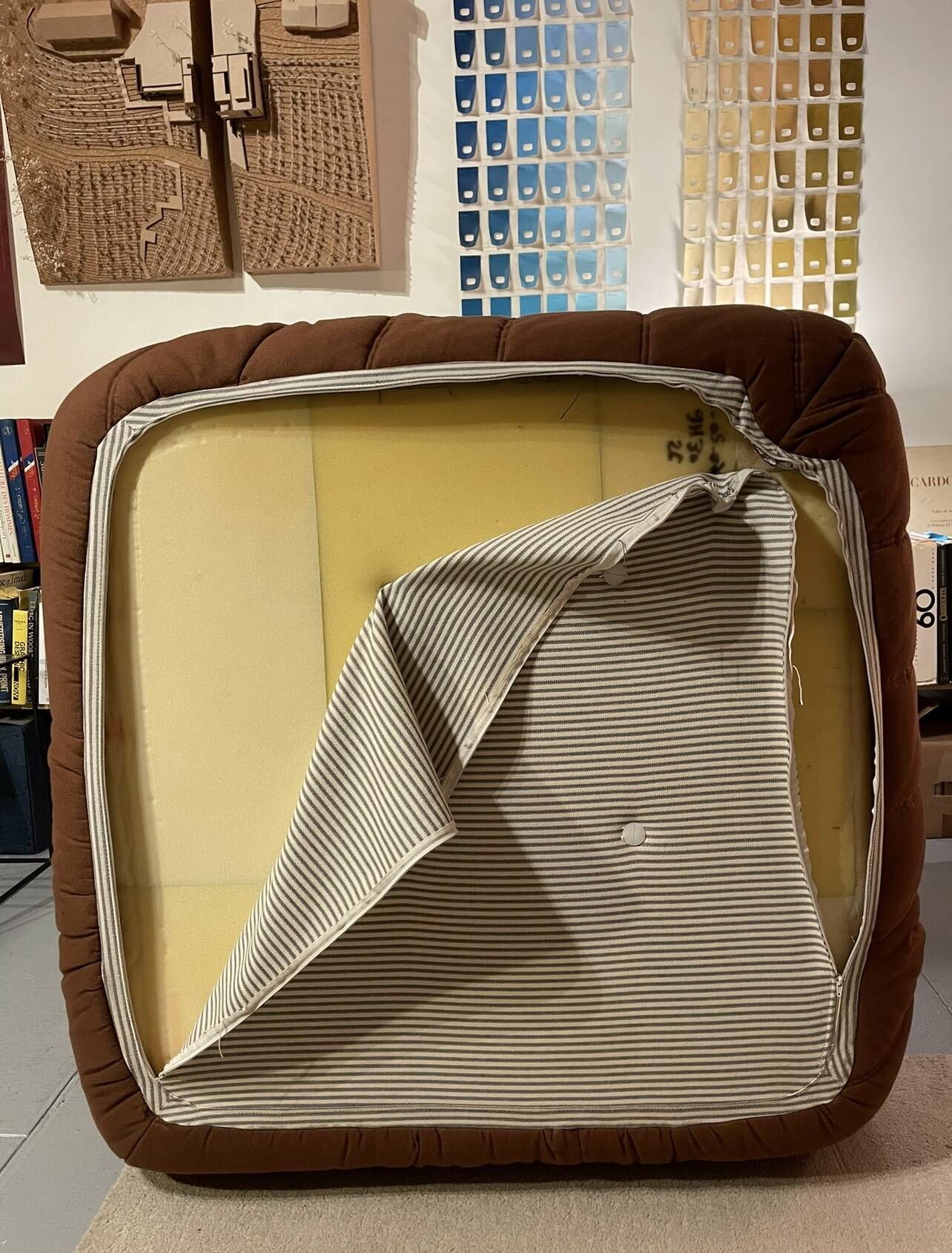 A set of 2 LIGNE ROSET brown corner togos.