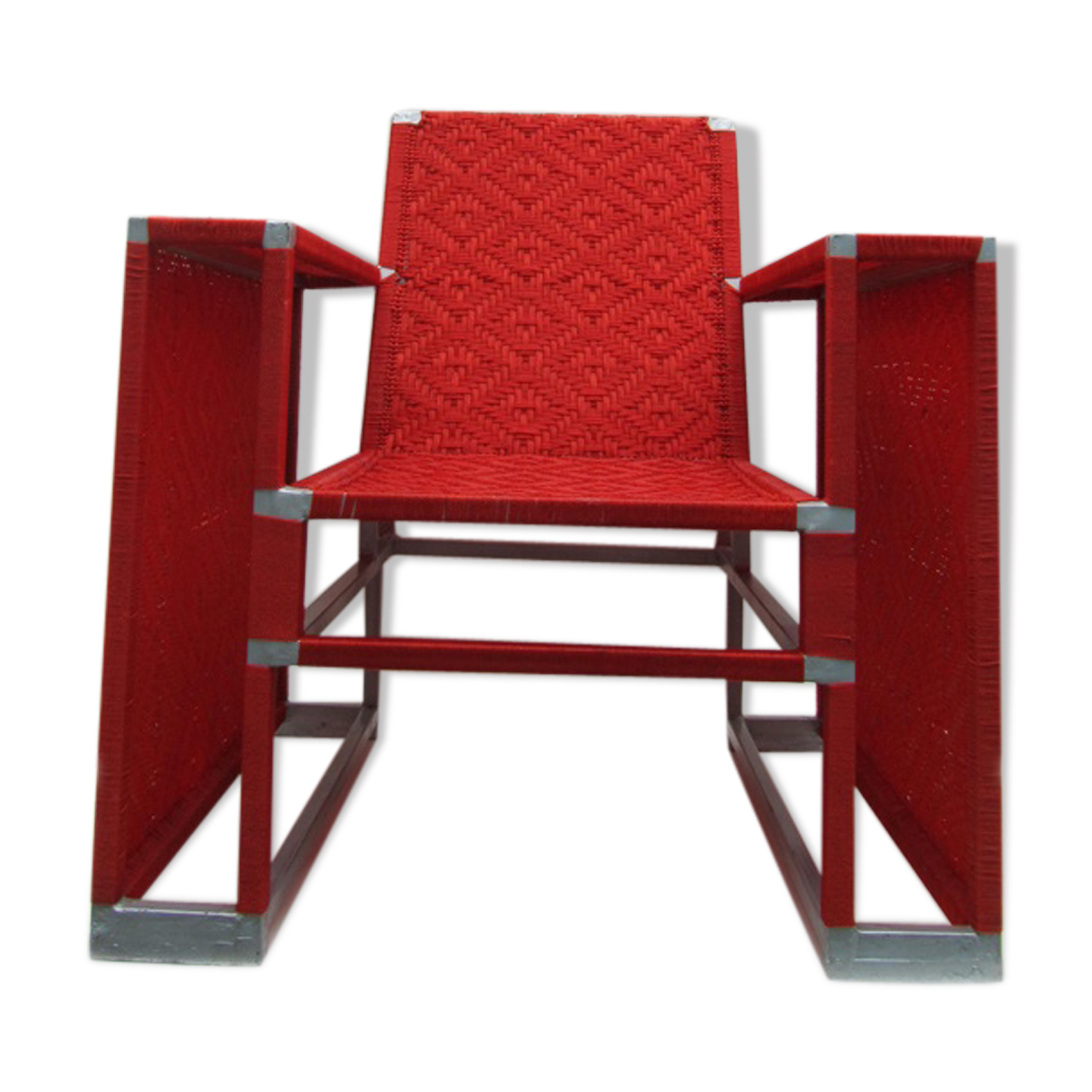Fauteuil tissé en nylon rouge