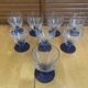 Set of 23 Stemmed Glasses Transparent Glass + Cobalt Blue Stems Vintage