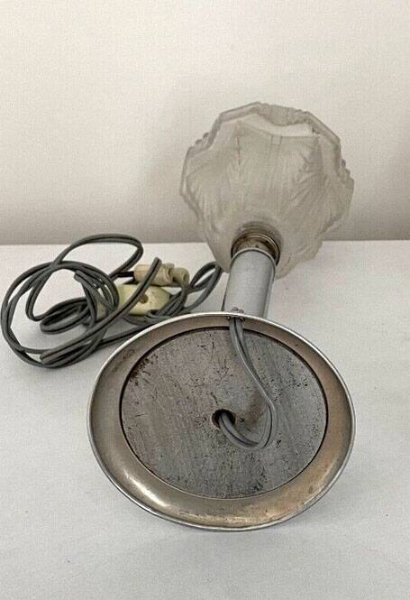 Lampe art déco, verre et inox
