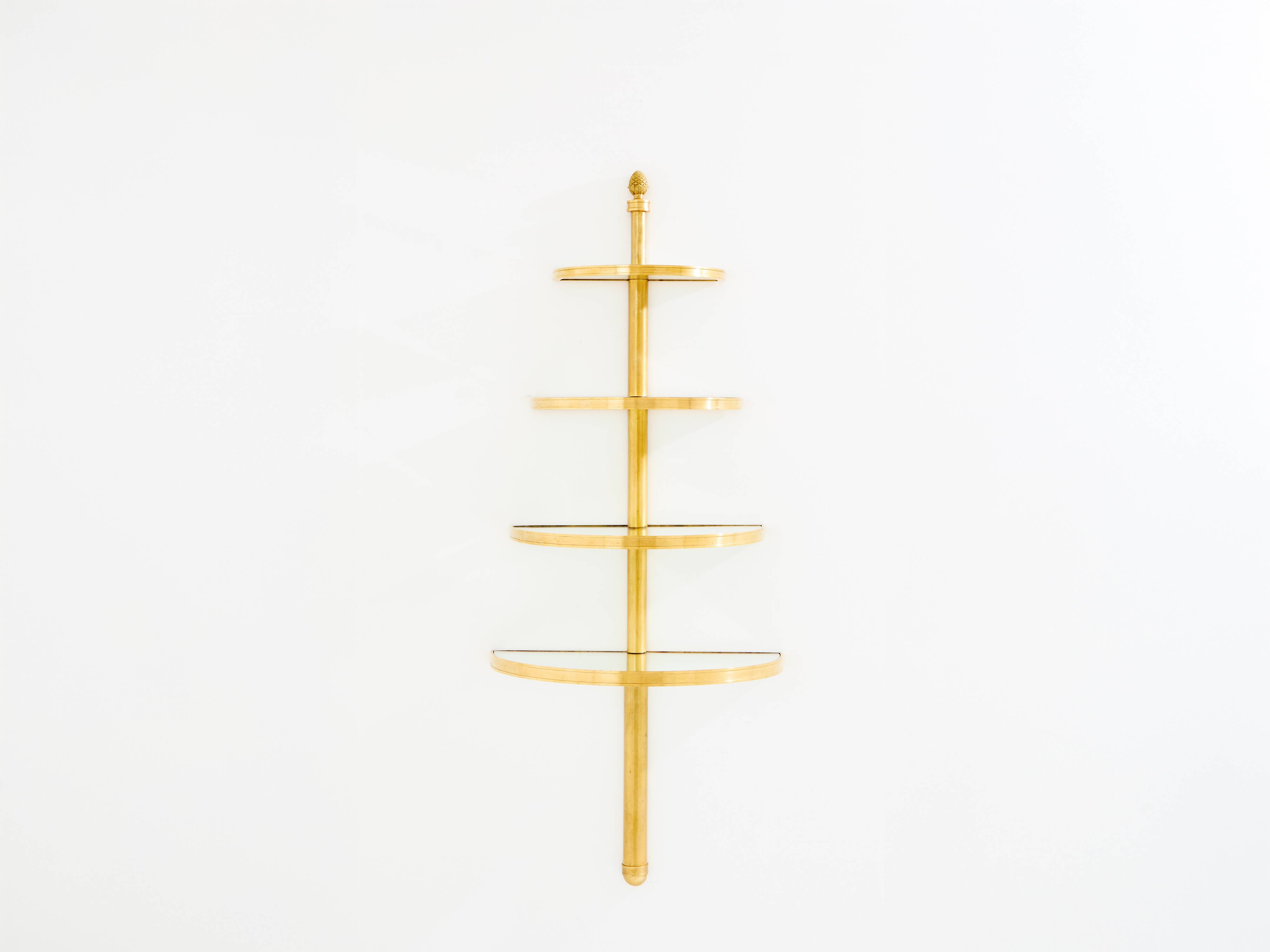 Neoclassical half-moon shelf Maison Jansen bronze and mirrors 1932
