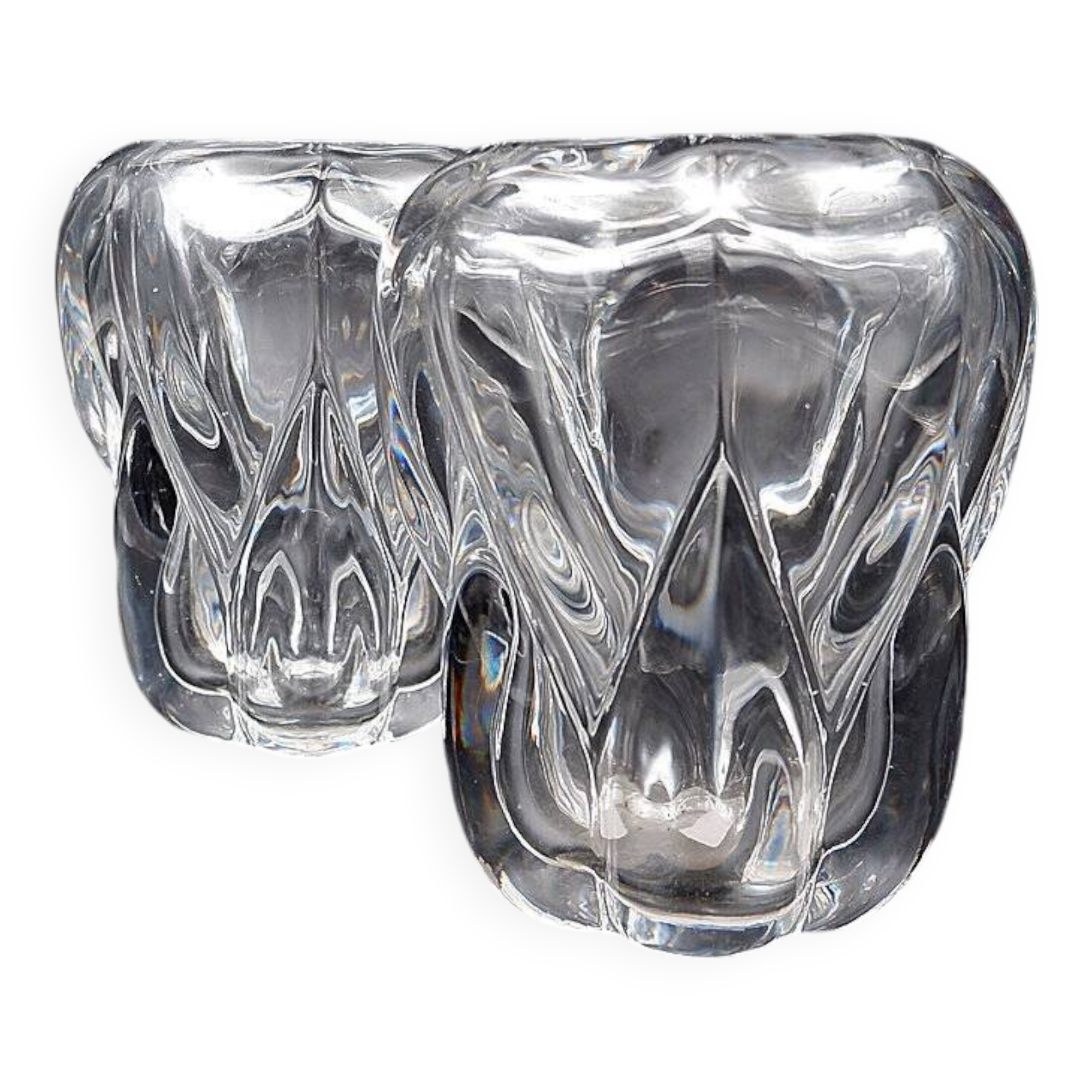 Pair of clear crystal vases by Antonio & Guido Bon for Val St Lambert - 1960s