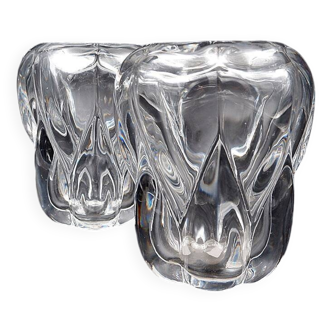 Paire de vases en cristal clair par Antonio & Guido Bon pour Val St Lambert - années 1960