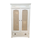 Art Deco wardrobe revisited Shabby chic style with two rattan canning doors