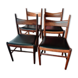 4 chaises scandinaves en palissandre de Rio