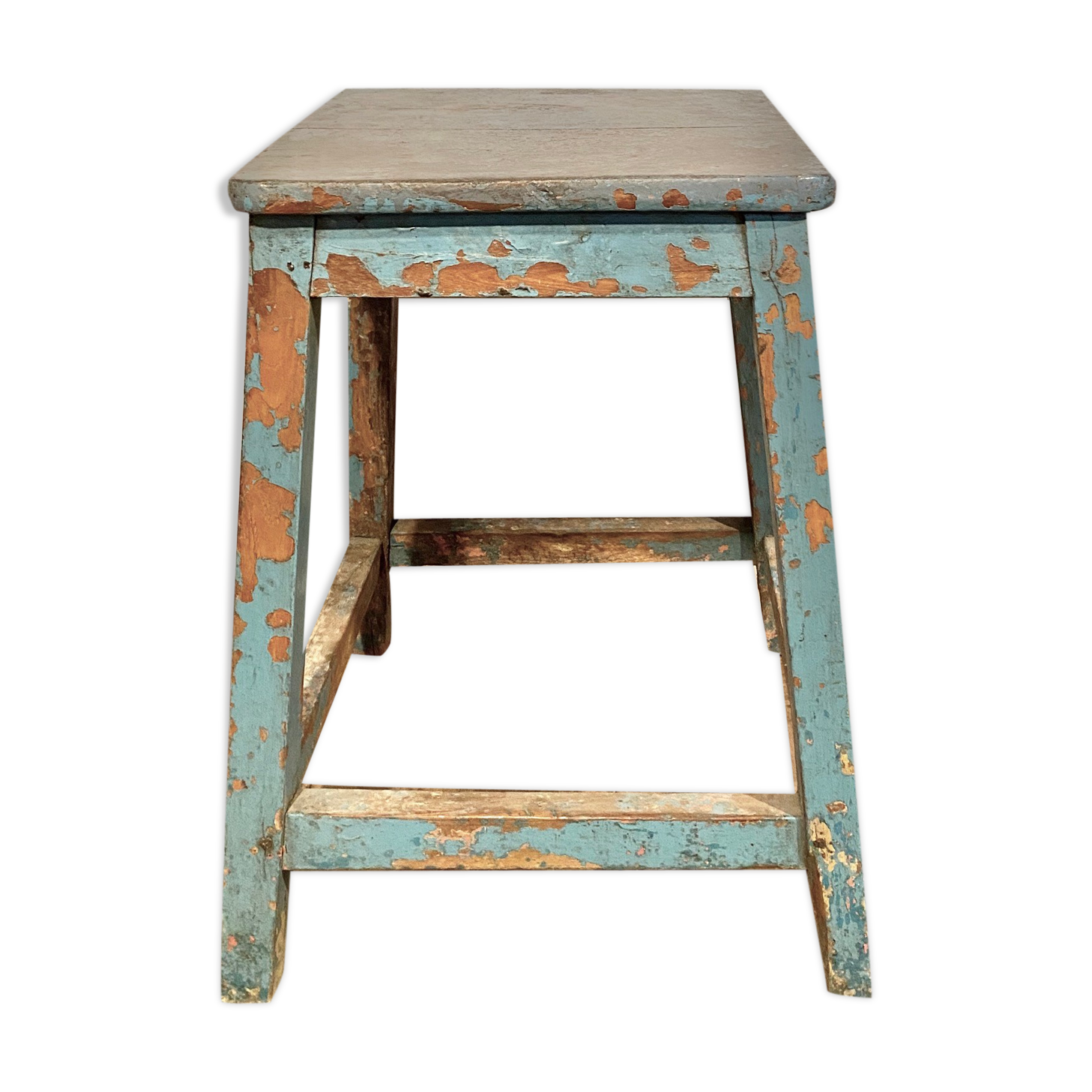 Blue exotic wooden stool