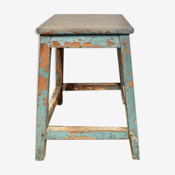 Blue exotic wooden stool