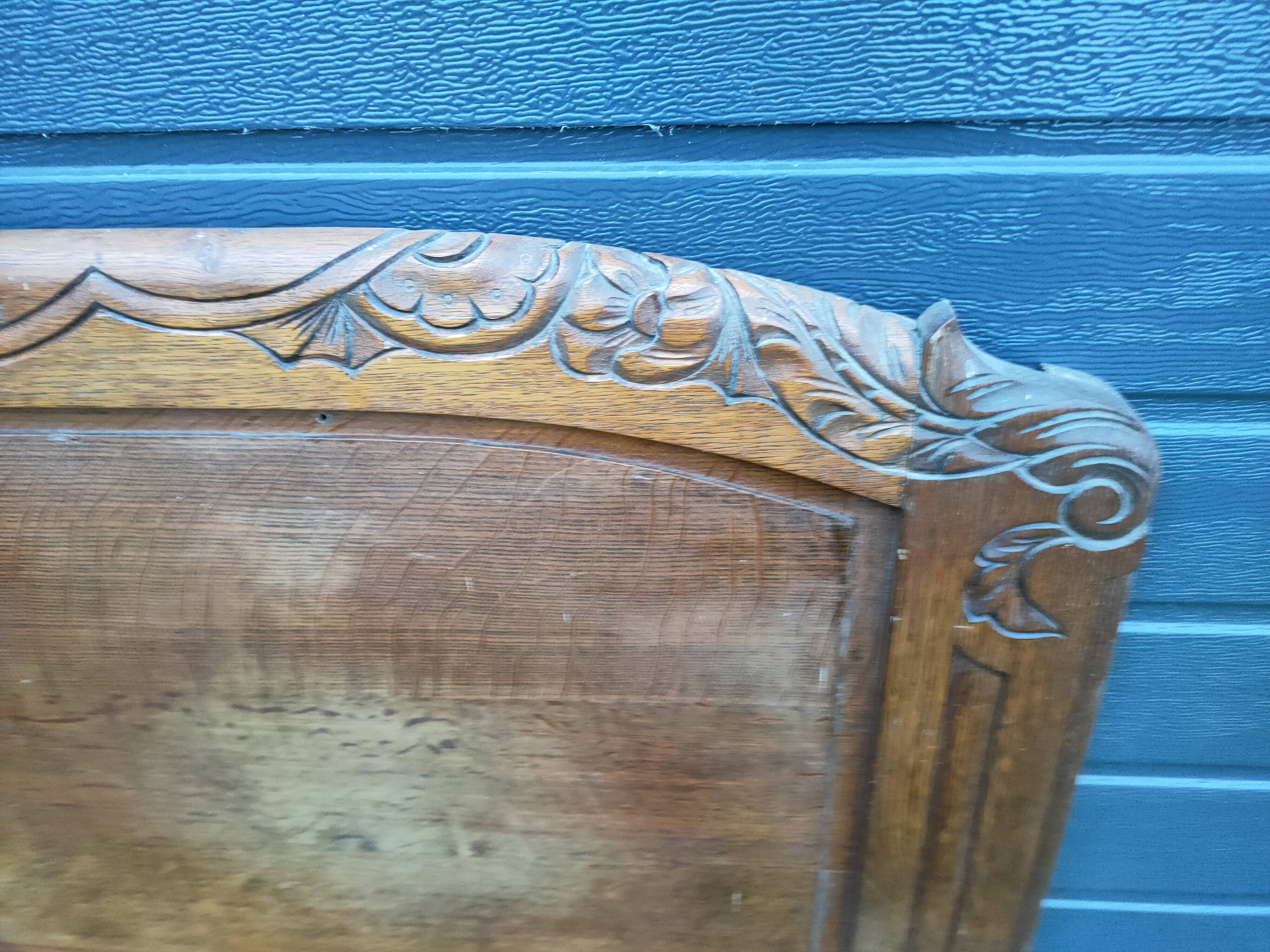 1950s solid oak headboard