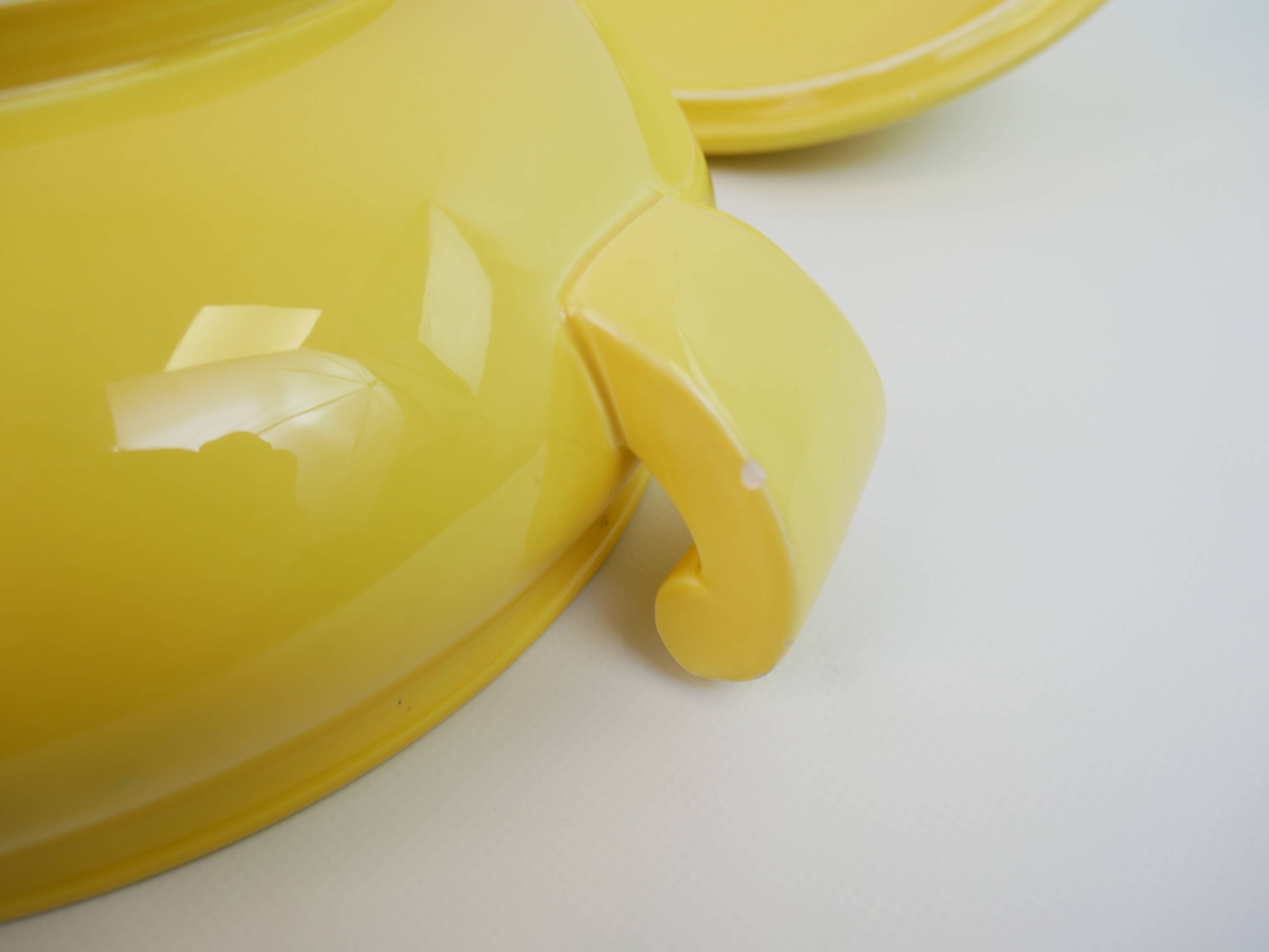 Large yellow modernist soup tureen