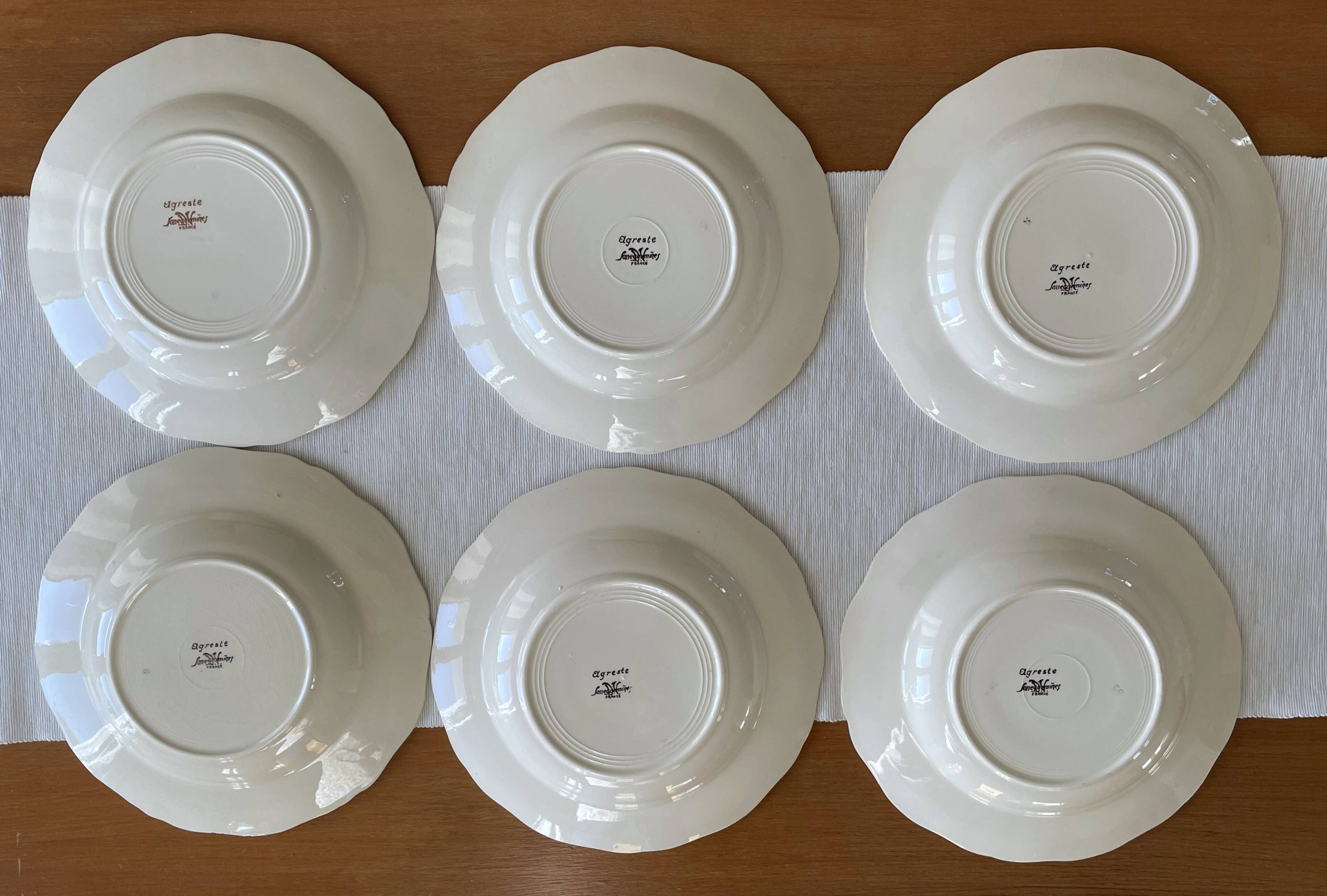 6 large antique deep plates in Sarreguemines earthenware