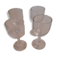 Set of 4 small stemmed glasses for strong alcohol.