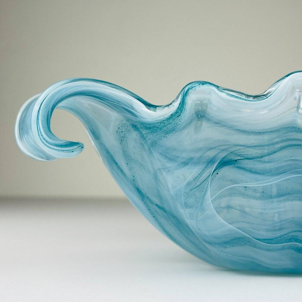 Vintage Italian Blue Art Glass Vase, 1990s