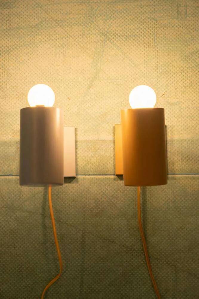 Vintage set of Danish wall lamps Fog&Mørup pastel Jo Hammerborg