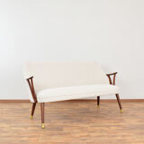 Mid-Century Norwegian Teak & Boucle Sofa, 1960s.