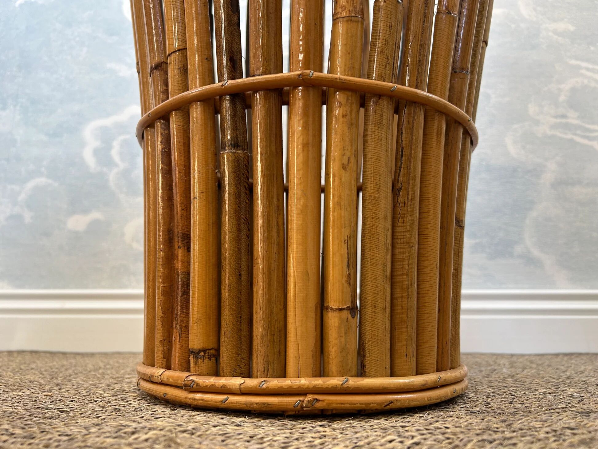 Bamboo umbrella stand attributed to Franco Albini for Bonacina, Italy, 1950s.