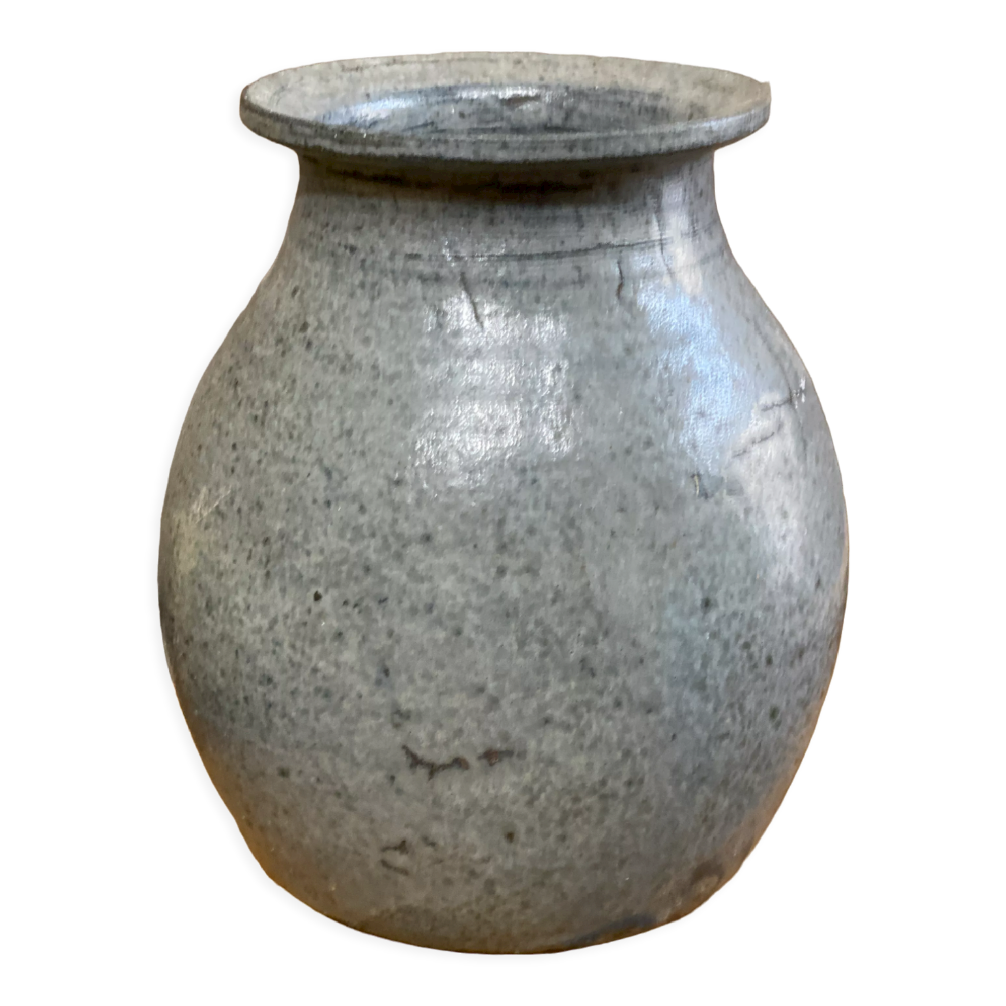 Old bluish grey ceramic vase