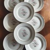 8 assiettes plates en faïence fine L'Amandinoise