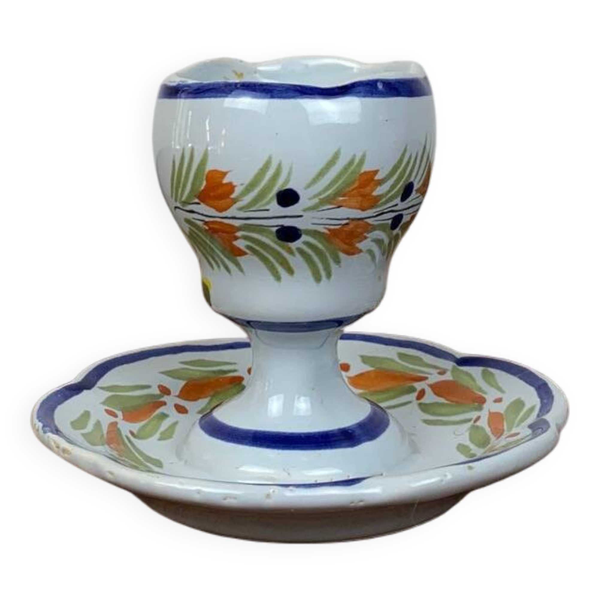 Henriot egg cup, Quimper France, hand painted