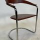 Set of 4 design cantilever chairs cognac leather and chrome design