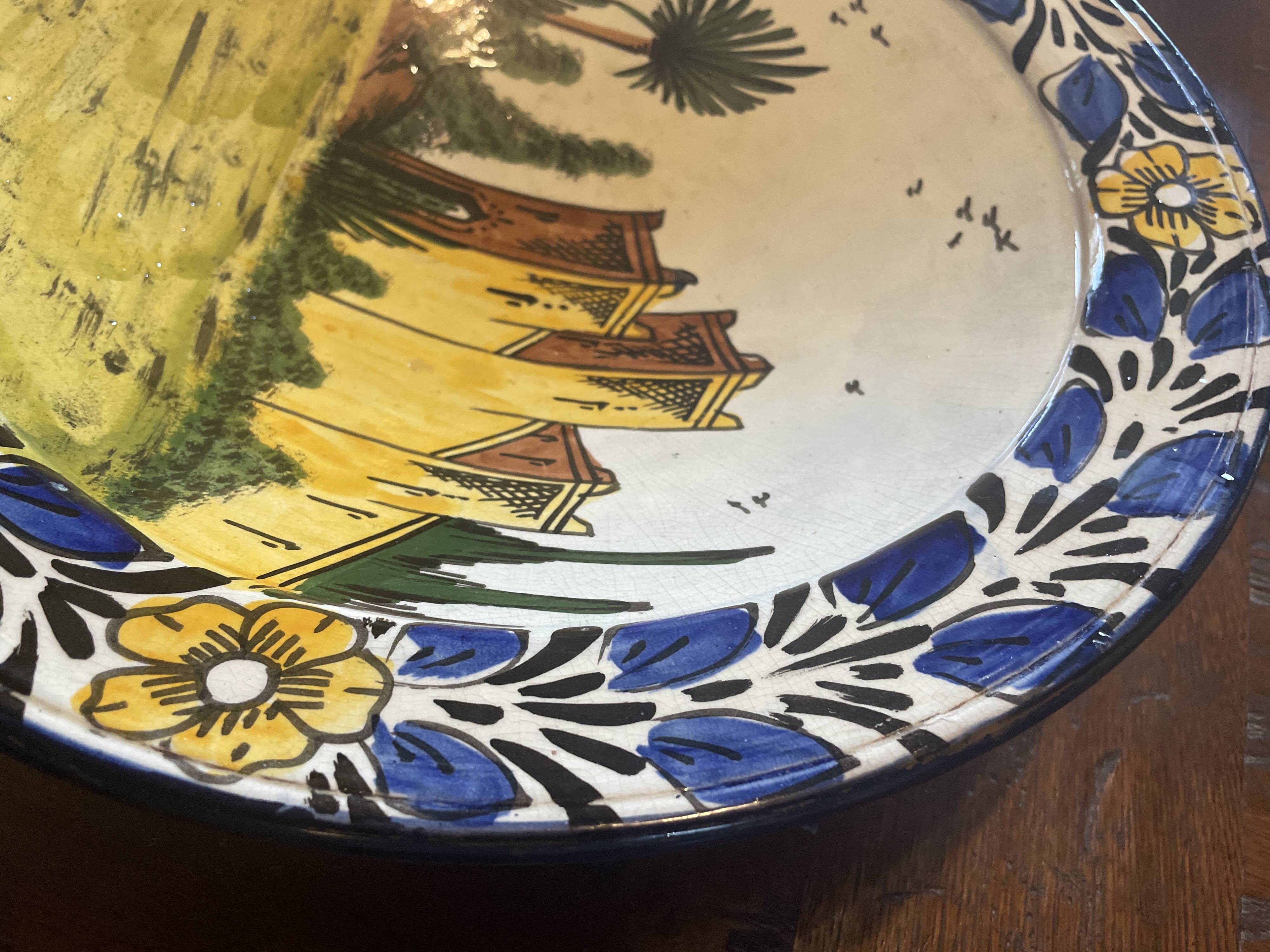 Large Moroccan Deep Plate Safi Signed