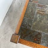 Table basse en chêne et ardoise 1950