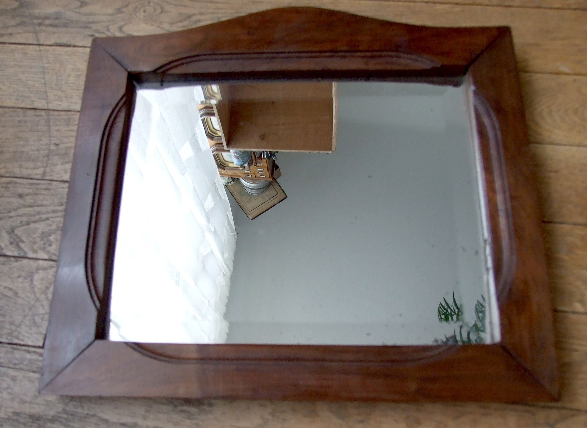Ancient mirror bevelled wooden frame