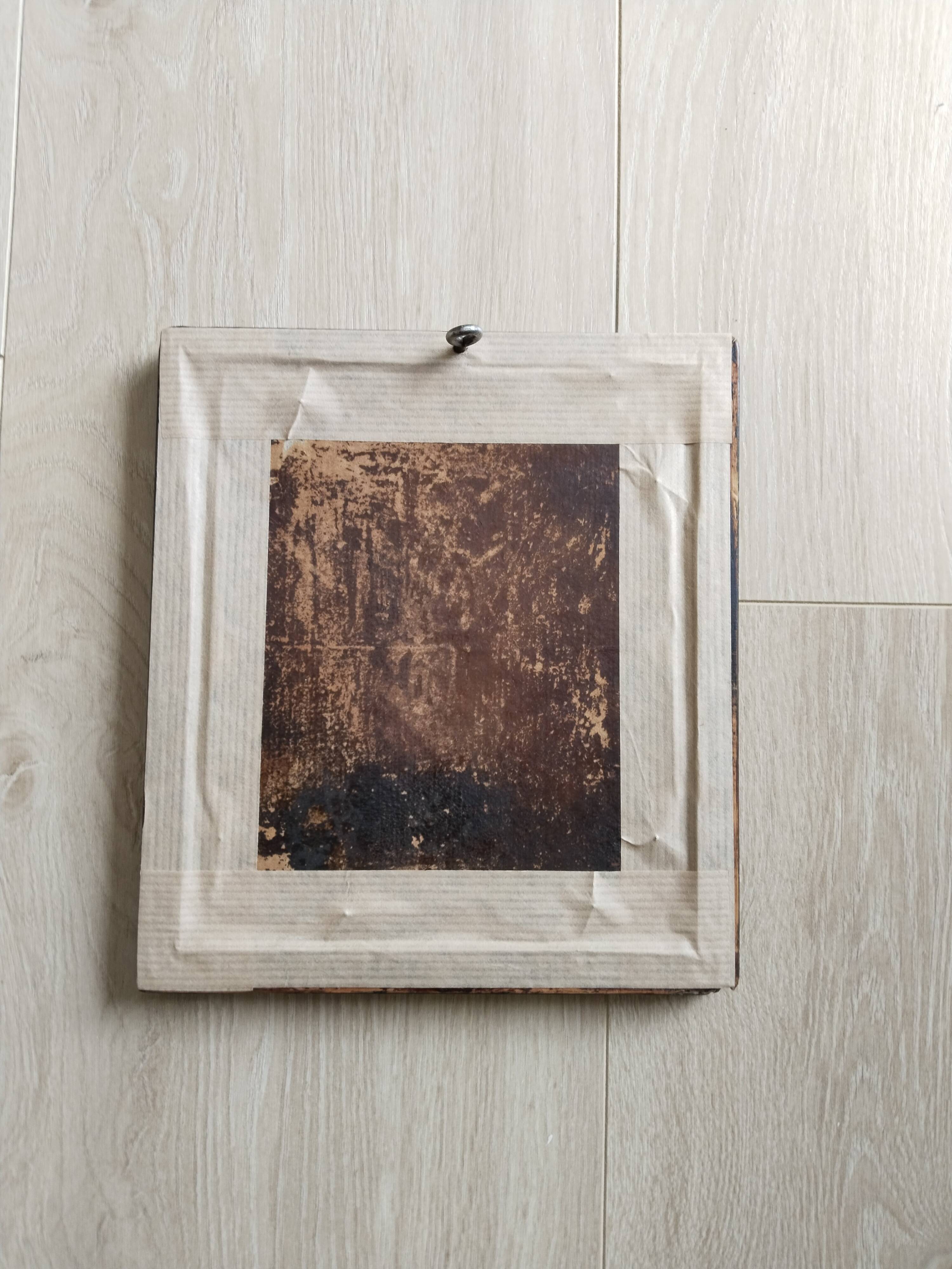 Antique Napoleon III beveled mirror, black and gold