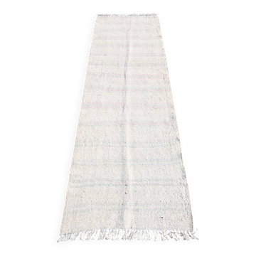 Tapis coureur turc tissé Oushak rose doux et beige 3x9, 79x266 cm