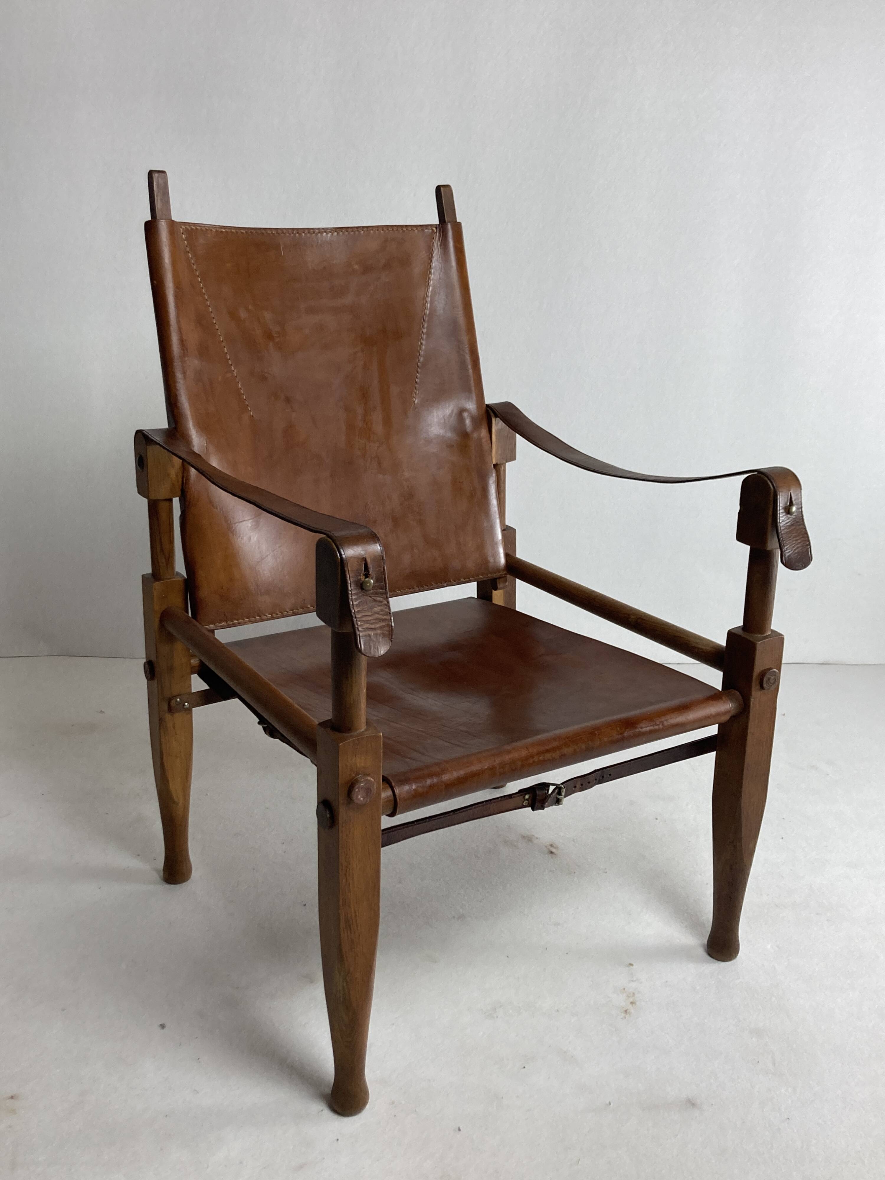 Leather safari armchair by Wilhelm Kienzle for Wohnbedarf, 1950s