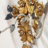 Polychrome beech wood sconces. Spain 1900