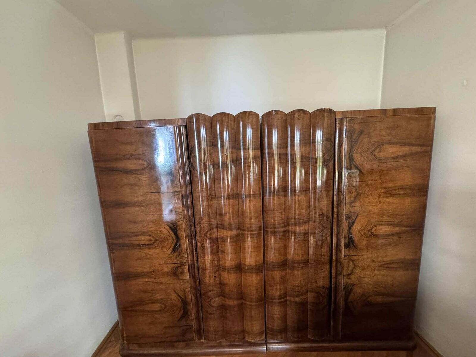 Art Deco walnut wardrobe, Central Europe, 1930s