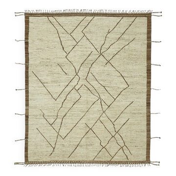 Tapis en laine beige fait main, unique en son genre, 258 cm x 310 cm.