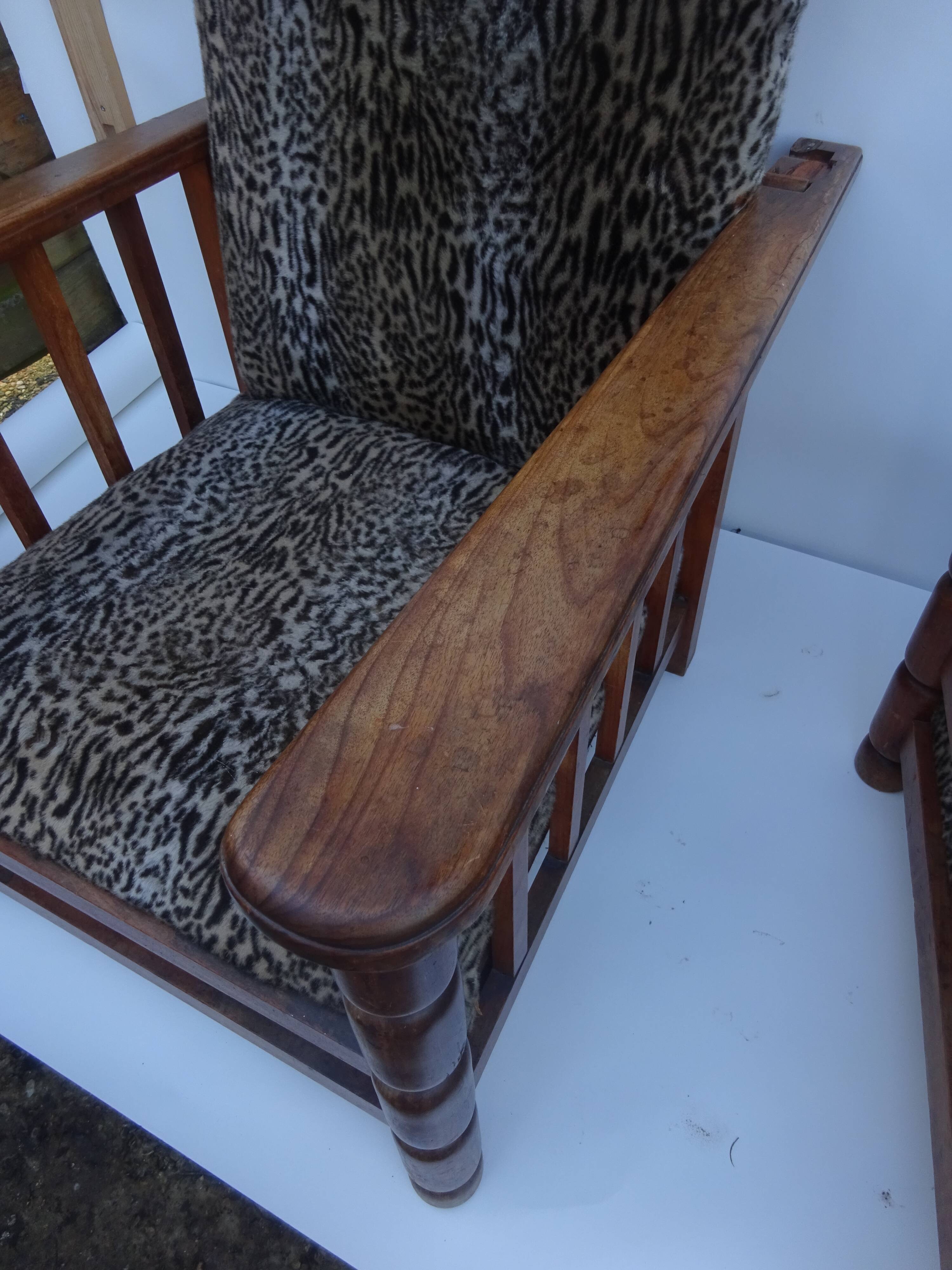 Vintage leopard club style armchairs pair