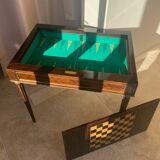 GAMES TABLE Louis XVI late nineteenth, in inlaid checkered rosewood and backgammon
