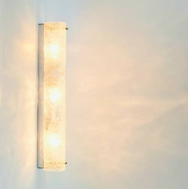 XL Mid Century Murano Glass & Chrome Wall Light from Hillebrand, 1970s
