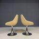 Pair of Beige Swivel Chairs with Chrome Pedestal Bases, France, 1970s, 82 × 55 × 45 cm