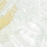 Plafonnier Mid-Century en verre bullé et laiton – H. Tynell pour Limburg, années 60